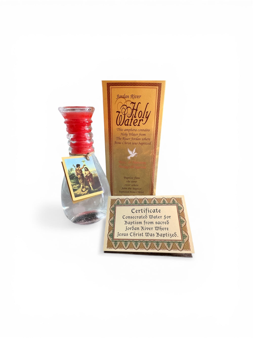 Jordan River Holy Water Glass Bottle with Certificate  From Jesus Baptism Site