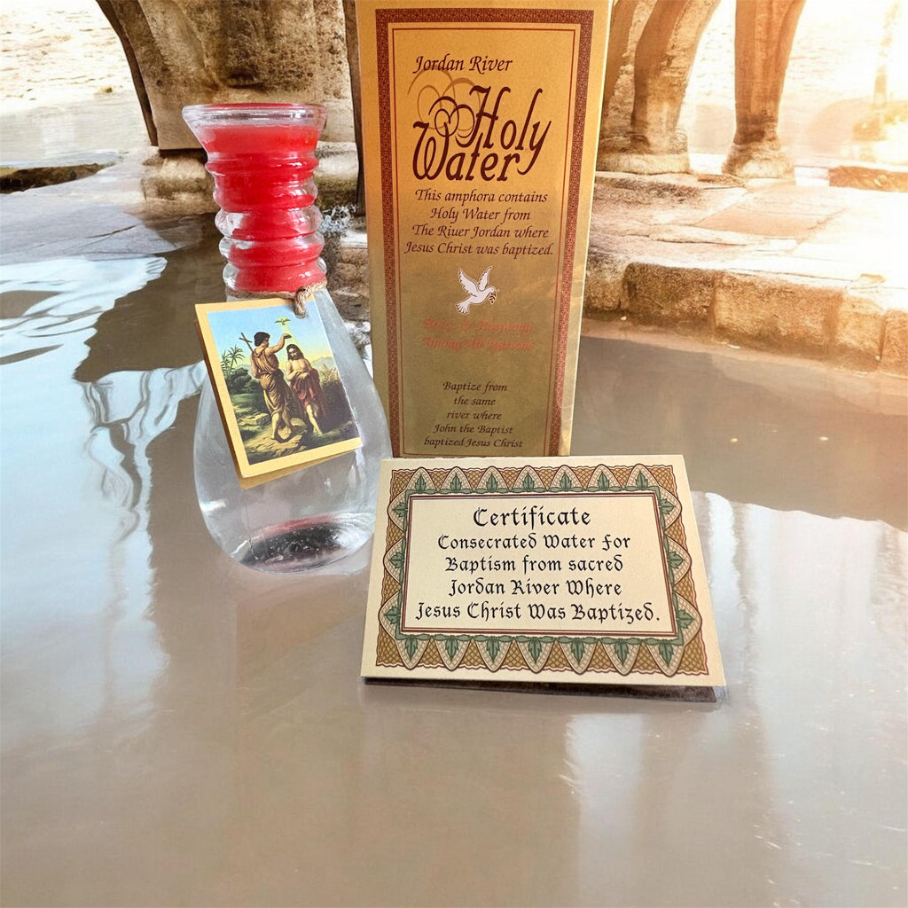Jordan River Holy Water Glass Bottle with Certificate  From Jesus Baptism Site